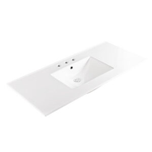 BARCELONA 4922 White Ceramic Sink Top with 8" widespread faucet drills