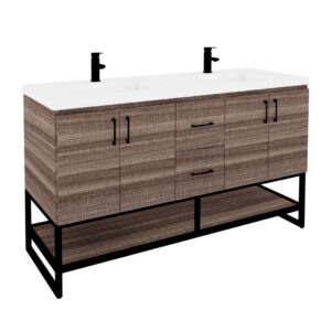 60" 4-Door 2-Drawer Vanity with Open Shelf