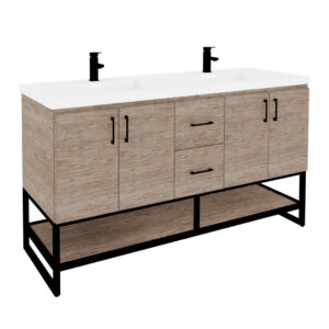 72" 4-Door 2-Drawer Vanity with Open Shelf