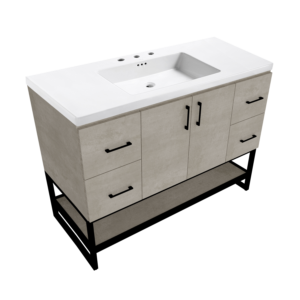 48" 2-Door, 4-Drawer Vanity with Open Shelf