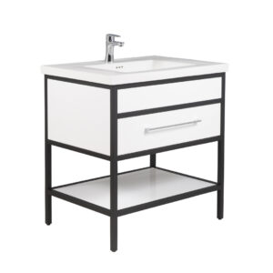 24" Single Drawer Vanity with Open Shelf