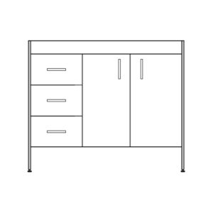 Jupiter 36" 2-door, 3 drawer vanity