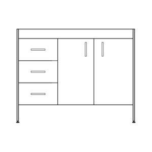 Jupiter 42" 2-door, 3 drawer vanity