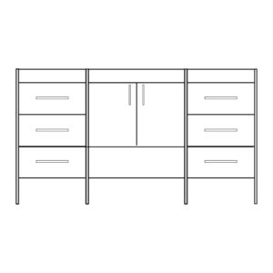 Jupiter 60" 2-Doors with open shelf and 6 side drawers
