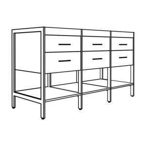 Jupiter 60" 6-Drawer vanity with open shelf