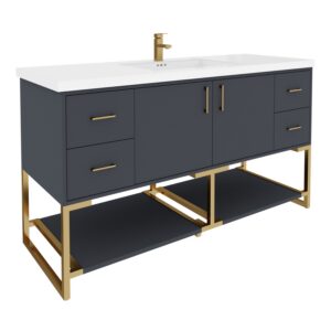 72" 2-Door 4-Drawer Vanity with Open Shelf